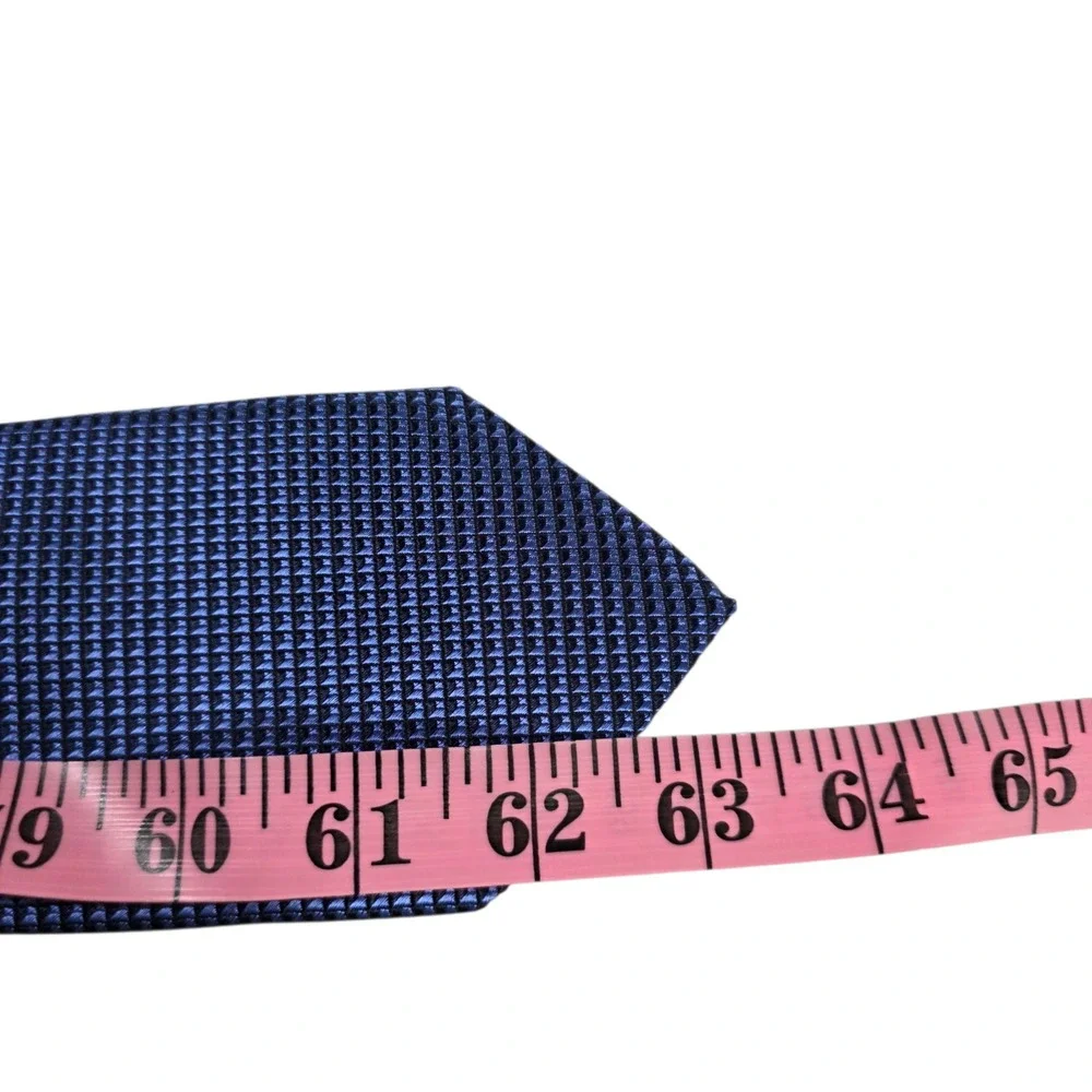 Cremieux Mens Classic Necktie‎ Blue Geometric Grid Silk Made In Italy Designer